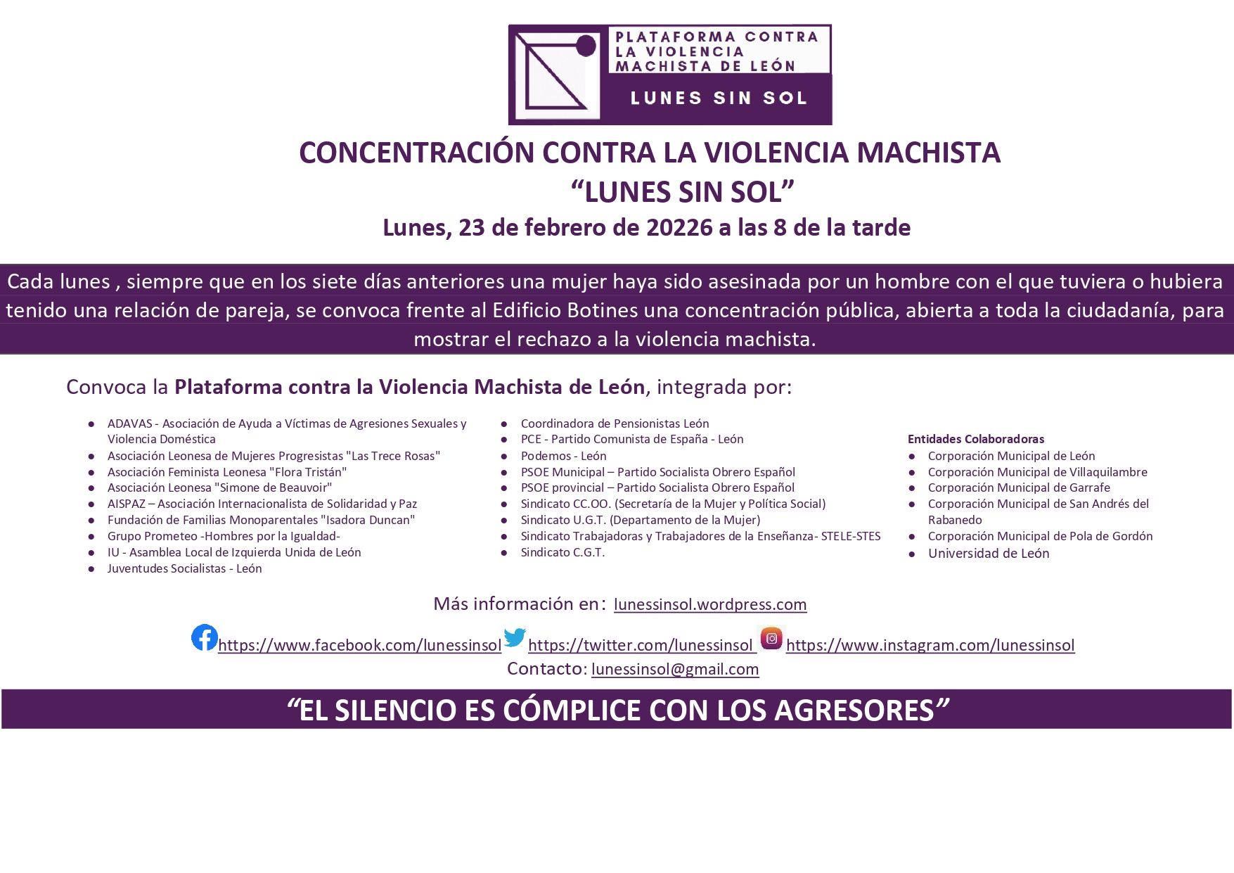 Convocatoria LunesSinSol-23-2-2026