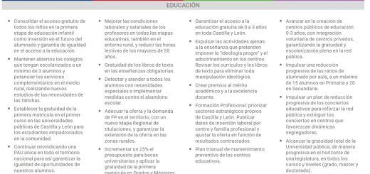 Programas electorales Elecciones Castilla y León 2026 EDUCACION